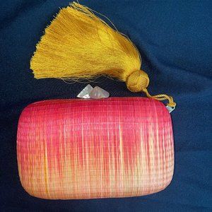 SERPUI MARIE ombre straw clutch/cross body (pink/yellow rare color combination)